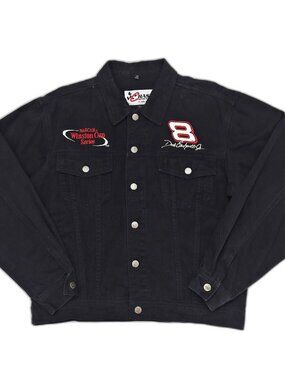 Vtg 90s NASCAR Bud Racing DALE EARNHARDT Jr Denim Jacket #8 Winston Cup Series L